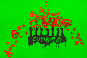 Halloween  hands on the green screen background.