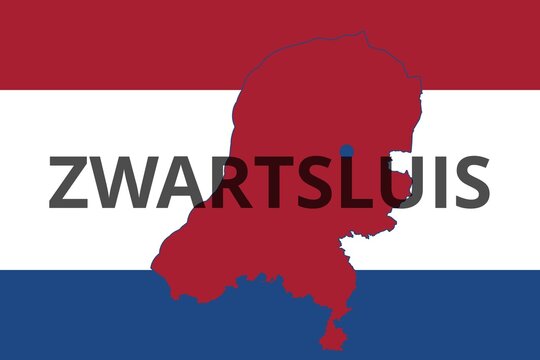 Zwartsluis: Illustration mit dem Namen der niederl&auml;ndischen Stadt Zwartsluis in der Provinz Overijssel