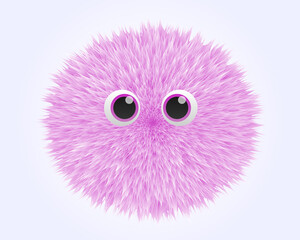 Fluffy pink bacterium. Cartoon Fluffy