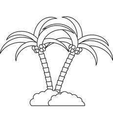 Two palm trees. Drawing for coloring. Desert plants.