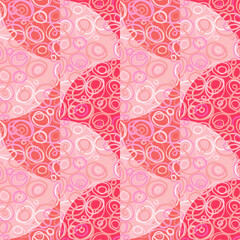 Decorative kaleidoscope mosaic ornament. Circle shapes seamless pattern. Doodle style.