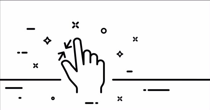 Click. Tap, Index finger, zoom, button, tap, sliding, 3d object modeling, directing, arrow, sensor. Pressing concept. One line drawing animation. Motion design. Animated technology logo. Video 4K