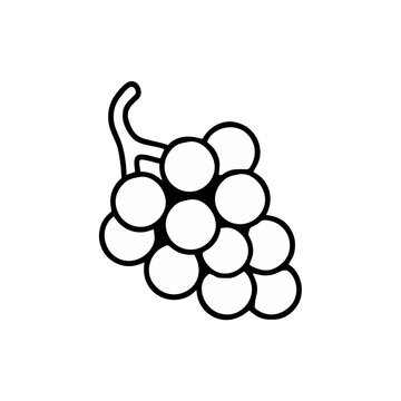Grape cartoon linear on white background. Vector line illustration