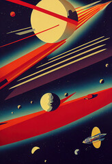 retro space art planets