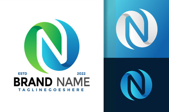 N Letter Circle Gradient Logo Design, brand identity logos vector, modern logo, Logo Designs Vector Illustration Template