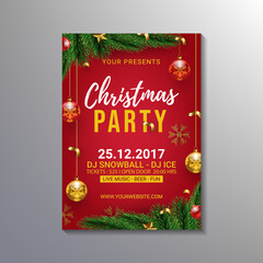 realistic christmas party poster template design