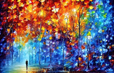 Illustration of autumn mood, mosaic.