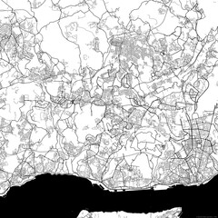 Fototapeta premium Area map of Amadora Portugal with white background and black roads