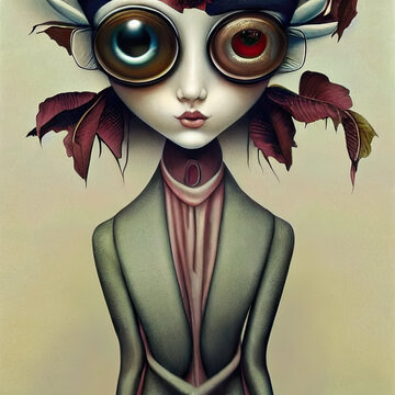 Girl, Lady, Beauty, Horror Element, Suspense,eyes,face,art