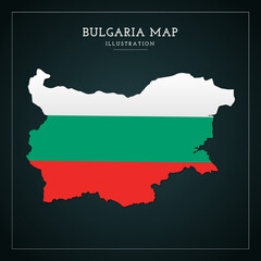 3D Bulgaria Flag Map Vector Illustration