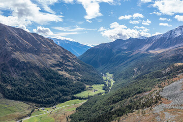 Fototapeta premium drone flight over mountains Kurzras in South Tyrol