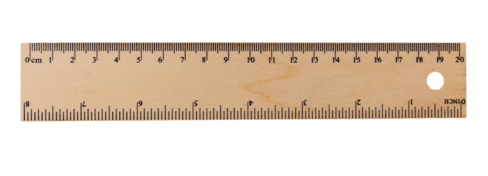 Ruler measure in centimeters and inches isolated on transparent background, Png. Wooden school tool  - Powered by Adobe