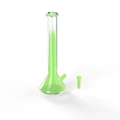 3D Realistic Bong for Smoking tobacco and marijuana. Drug dependence. Glass bottle for cannabis. 