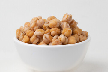 Cooked chickpea isolated on white background.