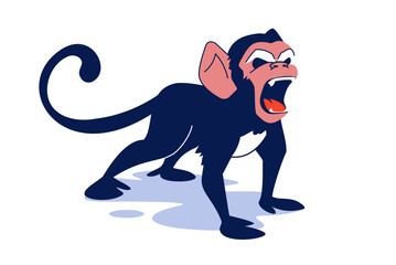 Obraz premium Angry dangerous monkey with open mouth isolated on white background. Monkey pox. EPS10