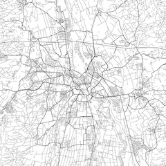 Fototapeta na wymiar Area map of Augsburg Germany with white background and black roads