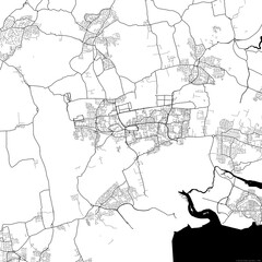 Fototapeta na wymiar Area map of Basildon United Kingdom with white background and black roads