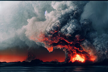 horizont of burning vulcano