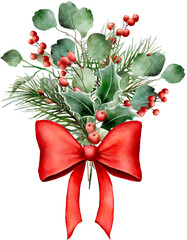 Christmas watercolor bouquet clipart - 536325820