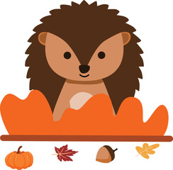 hedgehog with autumn