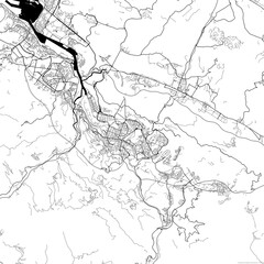 Fototapeta na wymiar Area map of Bilbao Spain with white background and black roads