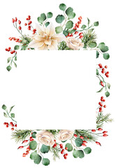 Christmas watercolor frame clipart