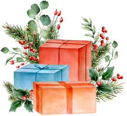 Christmas watercolor decorative composition - 536326257