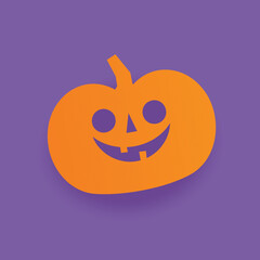 Halloween carved pumpkin. Cute illustration, flat design.