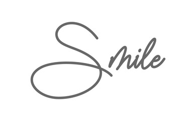 Smile text lettering, hand drawn style phrase. Positive quote.