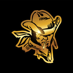 Golden Cowboy Illustration Vector Sign