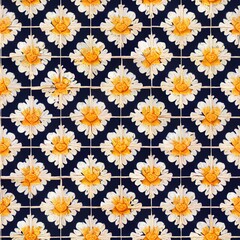 Gorgeous mediterranean tile damask fill background vector seamless pattern. Decorative mosaic ceramic design. Wall and wallpaper decor blue Portuguese azulejo pattern