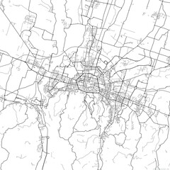 Area map of Bologna Italy with white background and black roads