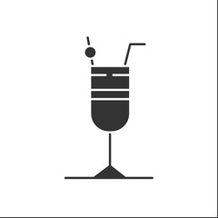 Cocktail glyph icon. Alcohol stemware. Party drink. Restaurant, bar menu. Summer long drink. Cocktail party and drinking establishment concept.Filled flat sign. Isolated silhouette vector illustration