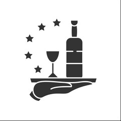 Bar service glyph icon. High quality, reputation, feedback. Restaurant, cafe or bar star rating. Cocktail party concept.Filled flat sign. Isolated silhouette vector illustration