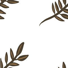 Vector seamless autumn pattern with yellow oak leaves and acorns. Oak branch, leaf and acorn. Cute autumn collection. Fall background.