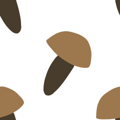 Mushrooms seamless pattern in cartoon flat style. Vector illustration. Autumn mushroom collection season.