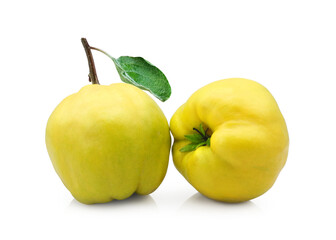 Fresh yellow quince isolated on white background