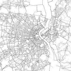 Area map of Bordeaux France with white background and black roads