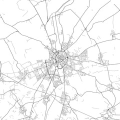 Area map of Brugge Belgium with white background and black roads