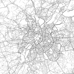 Obraz premium Area map of Brussels Belgium with white background and black roads