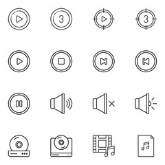 Audio and Video Line Icon Set