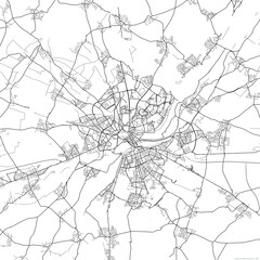 Obraz premium Area map of Caen France with white background and black roads