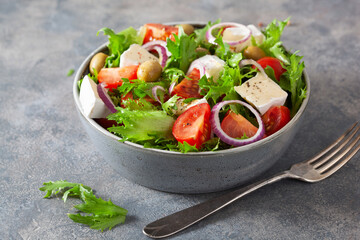 tomato salad with brie cheese olives onion lettuce