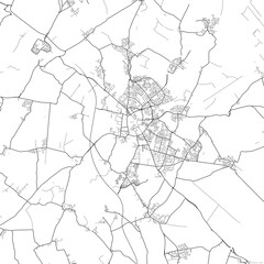 Area map of Cambridge United Kingdom with white background and black roads