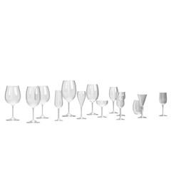 3d rendering illustration of some empty wine glasses