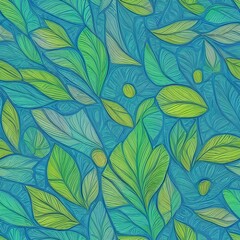 Green seamless pattern, tile, leaves, leaf