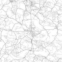 Area map of Ceska Lipa Czech Republic with white background and black roads