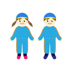 体操服を着た幼稚園児のイラストセット（ベクター・切り抜き）