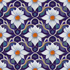 illustration vector of elegant colorful flower seamless tile art deco painting good for wallpaper