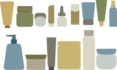 vector set of bottles, skincare pack, vector skincare set, ilustration skincare pack